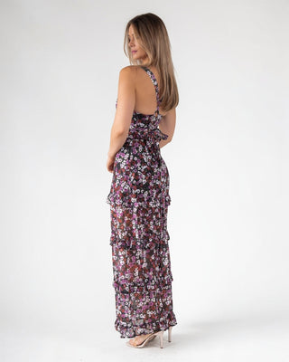 Black Floral Ruffle Maxi Dress - Final Sale - JO+CO