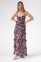 Black Floral Ruffle Maxi Dress - Final Sale - JO+CO