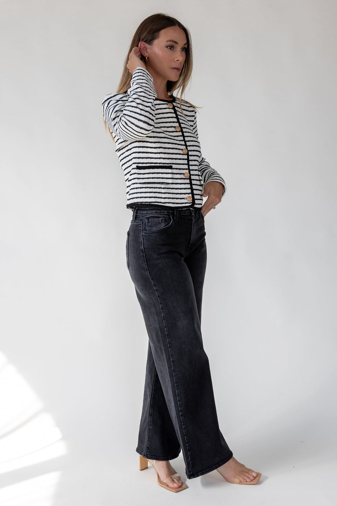 Blake White Knit Stripe Top - JO+CO