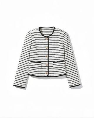 Blake White Knit Stripe Top - JO+CO