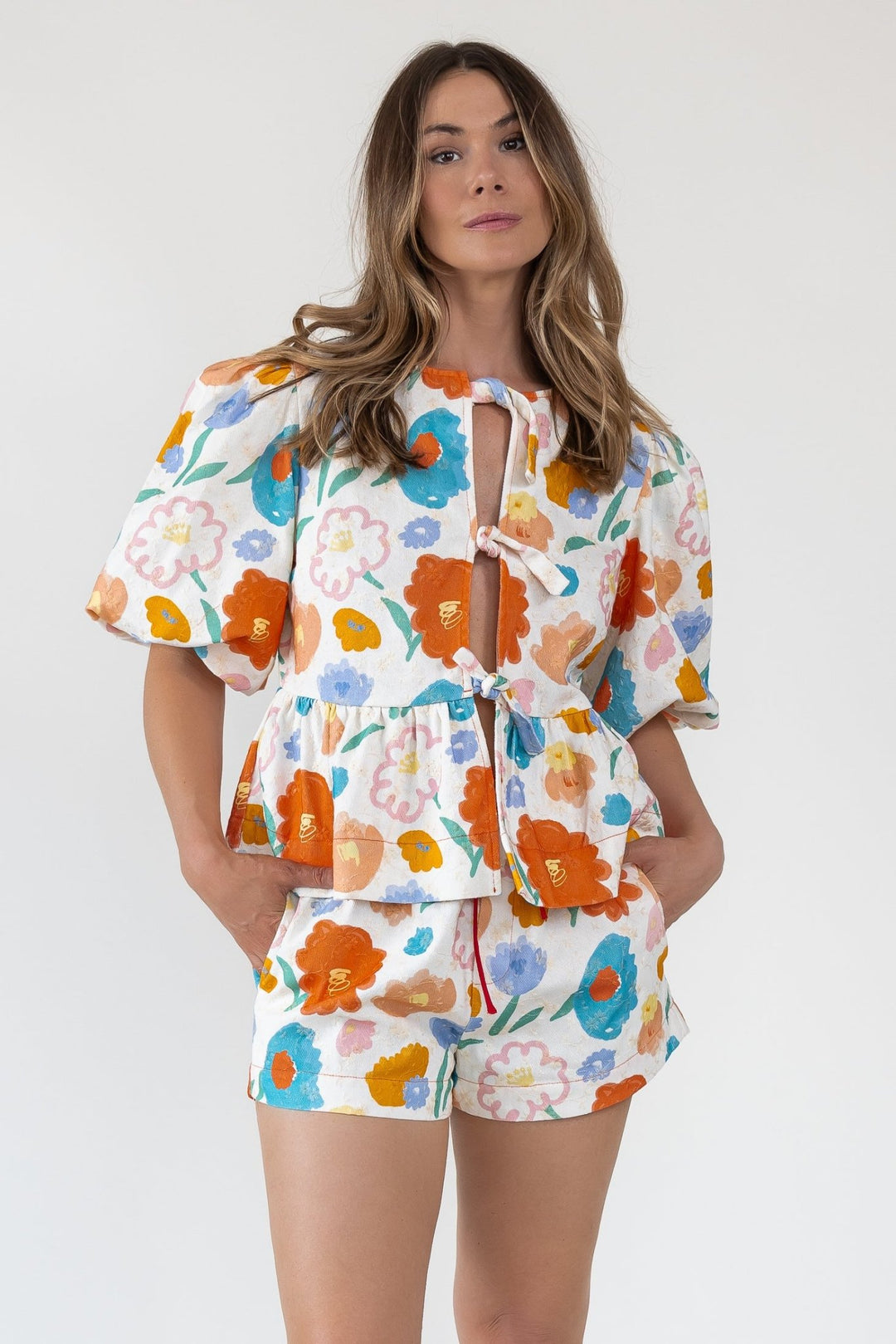 Bloom Burst Floral Jacquard Shorts - Final Sale - JO+CO