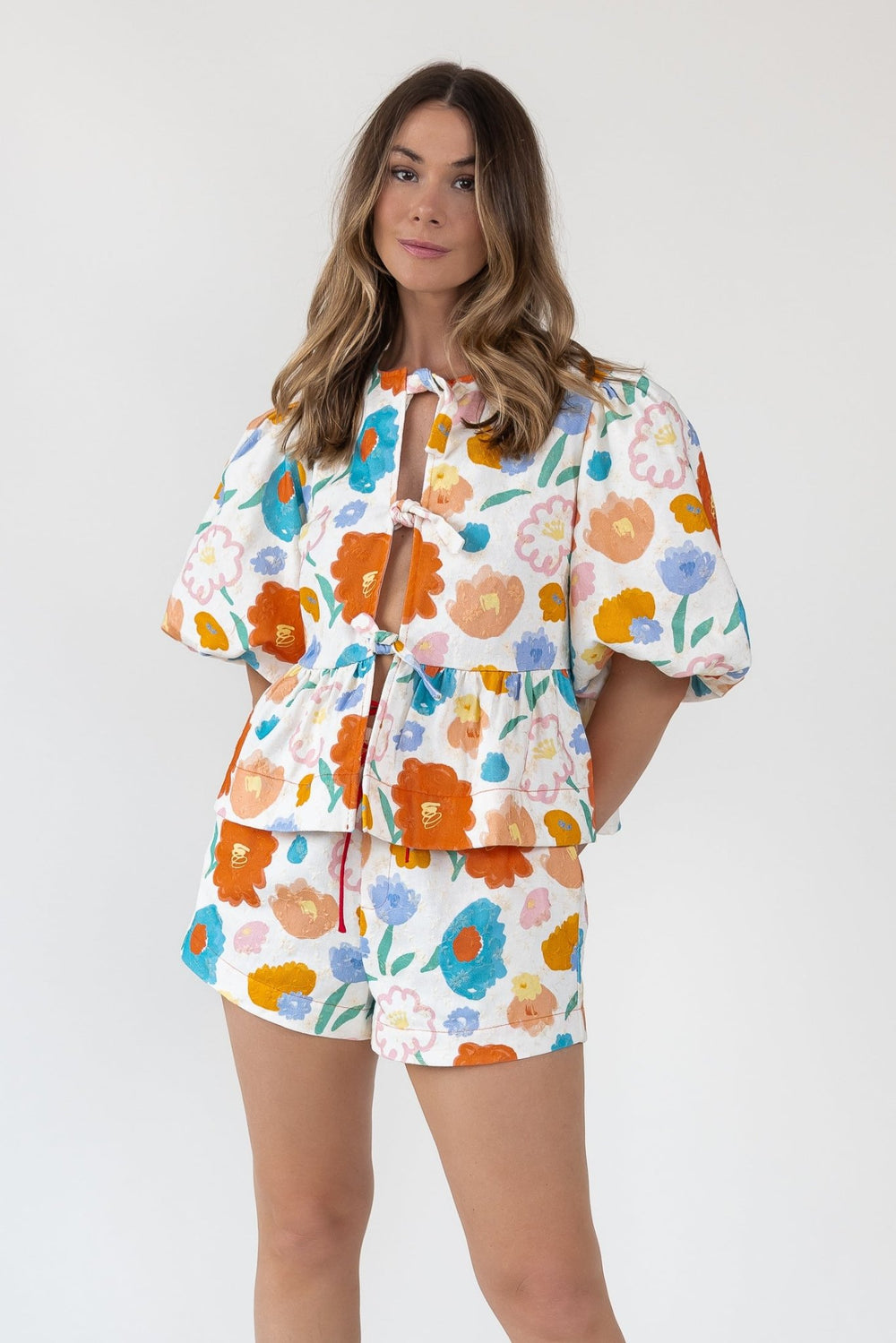 Bloom Burst Jacquard Tie - Front Top - Final Sale - JO+CO