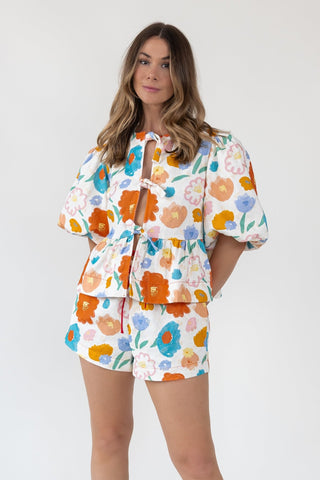 Bloom Burst Jacquard Tie - Front Top - Final Sale - JO+CO