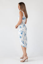 Blue Floral Wrap Midi Dress - Final Sale - JO+CO
