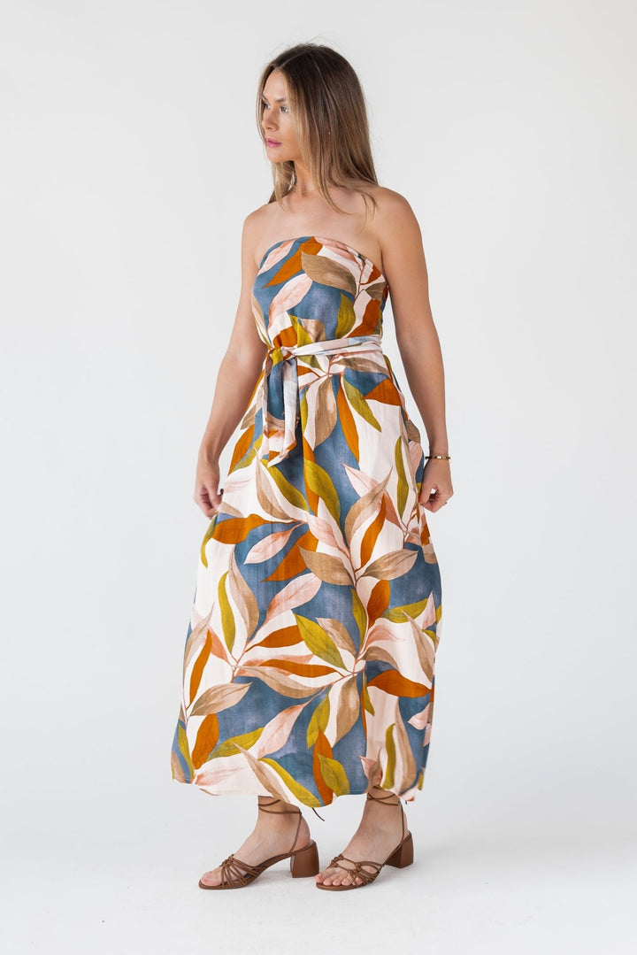 Blue Strapless Wrap Maxi Dress - Final Sale - JO+CO