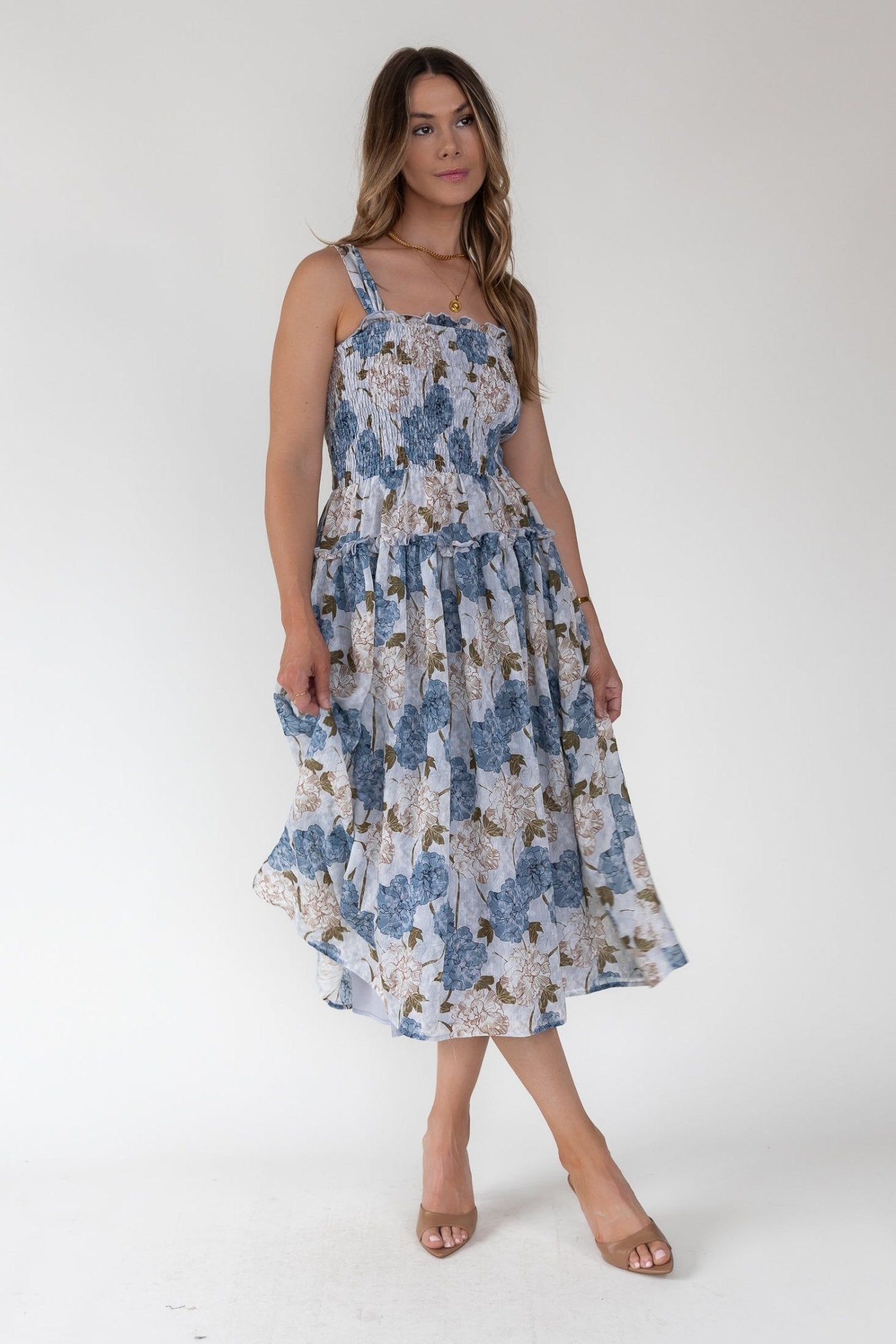 Bluebell Bloom Smocked Midi Dress - Final Sale - JO+CO