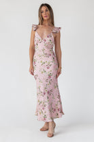 Blush Floral Flutter Strap Maxi Dress - Final Sale - JO+CO