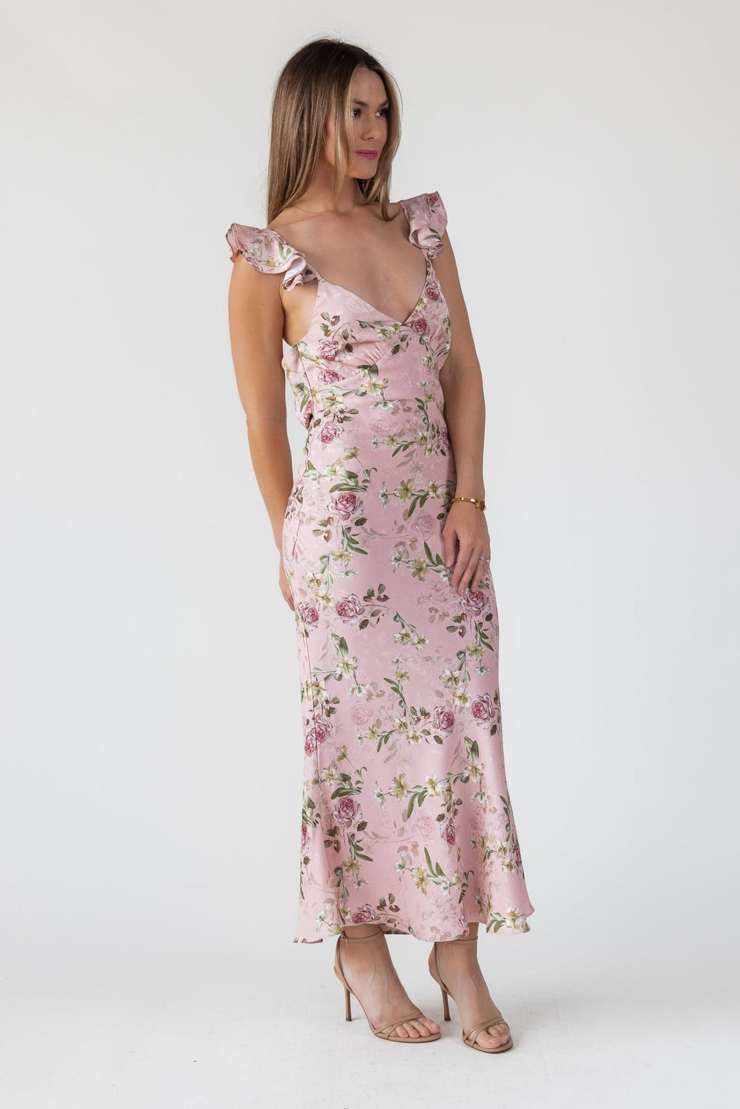 Blush Floral Flutter Strap Maxi Dress - Final Sale - JO+CO