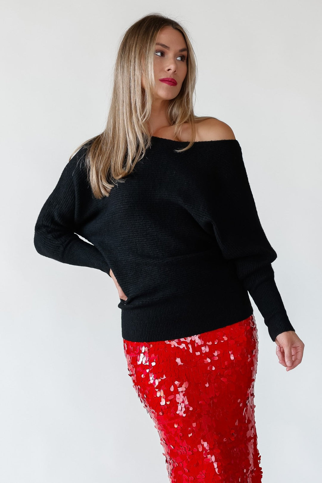 Brandie Black Rib Knit Sweater - Final Sale - JO+CO
