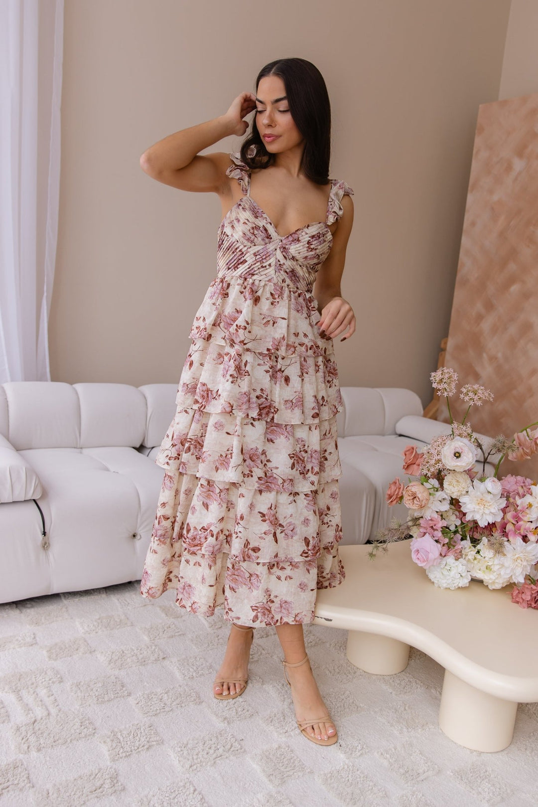 Bria Mauve Floral Print Dress - Final Sale - JO+CO