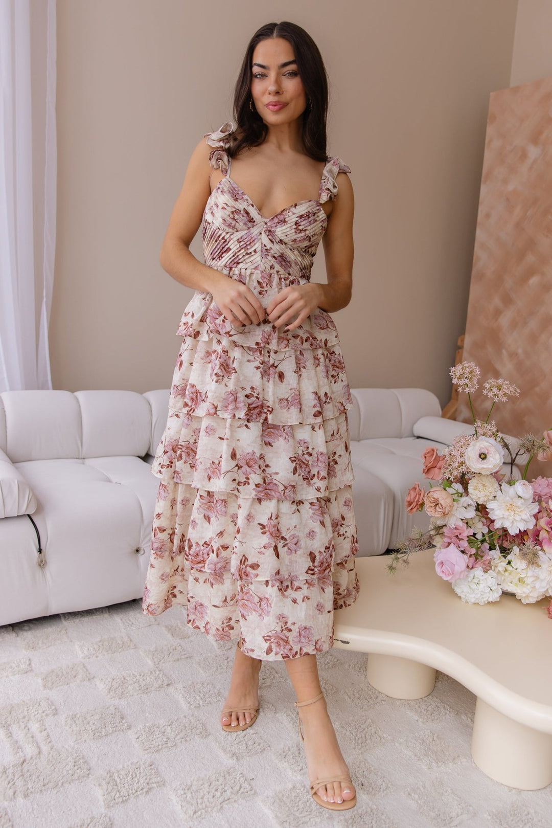 Bria Mauve Floral Print Dress - Final Sale - JO+CO