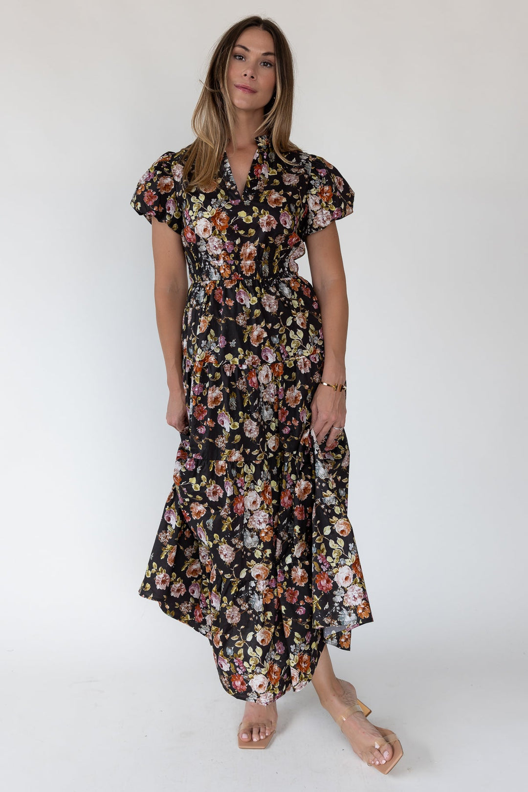 Britton Chocolate Floral Maxi Dress - JO+CO
