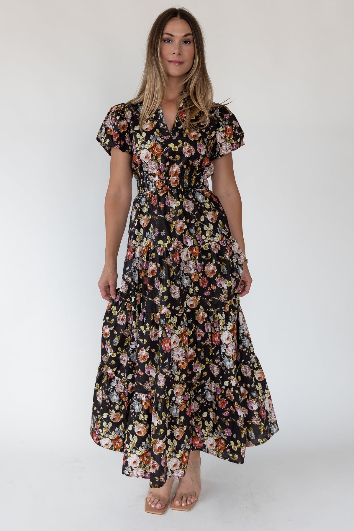 Britton Chocolate Floral Maxi Dress - JO+CO