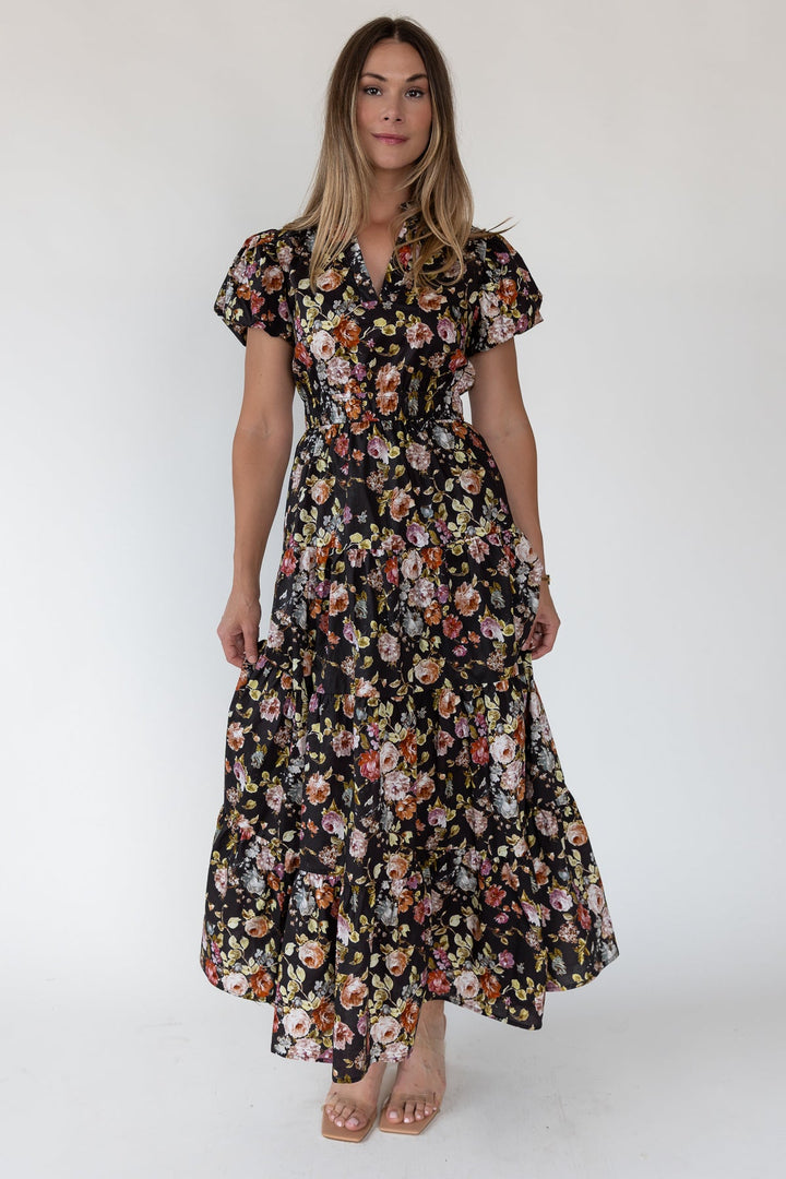 Britton Chocolate Floral Maxi Dress - JO+CO