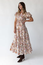 Britton Ecru Floral Maxi Dress - JO+CO