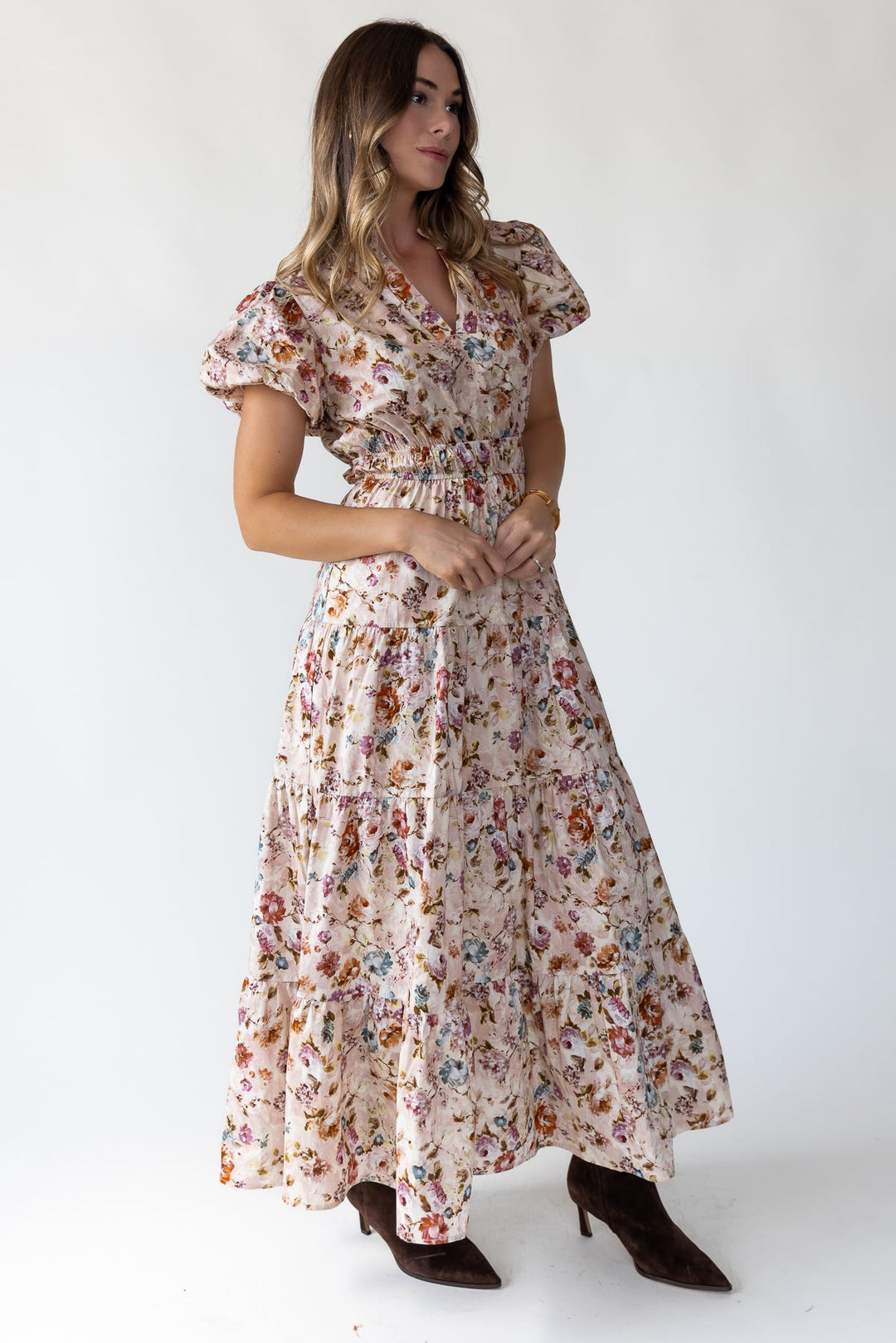 Britton Ecru Floral Maxi Dress - JO+CO