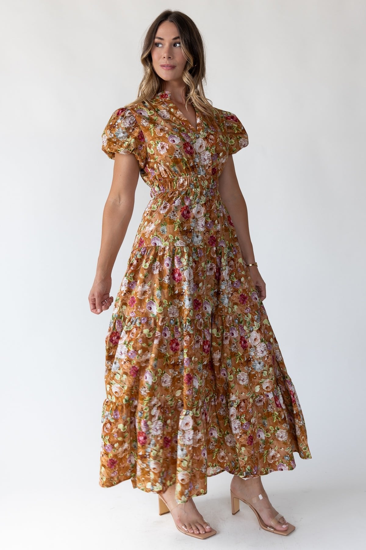 Britton Terracotta Floral Maxi Dress - JO+CO