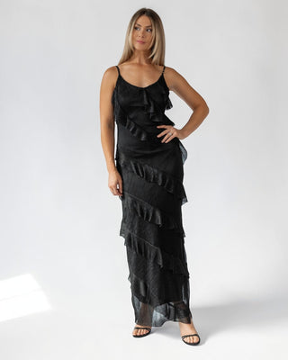Caelyn Tiered Maxi Dress - Black Metallic JO+CO Caelyn Tiered Maxi Dress - Black Metallic JO+CO