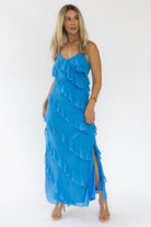 Caelyn Blue Tiered Maxi Dress - Final Sale - JO+CO