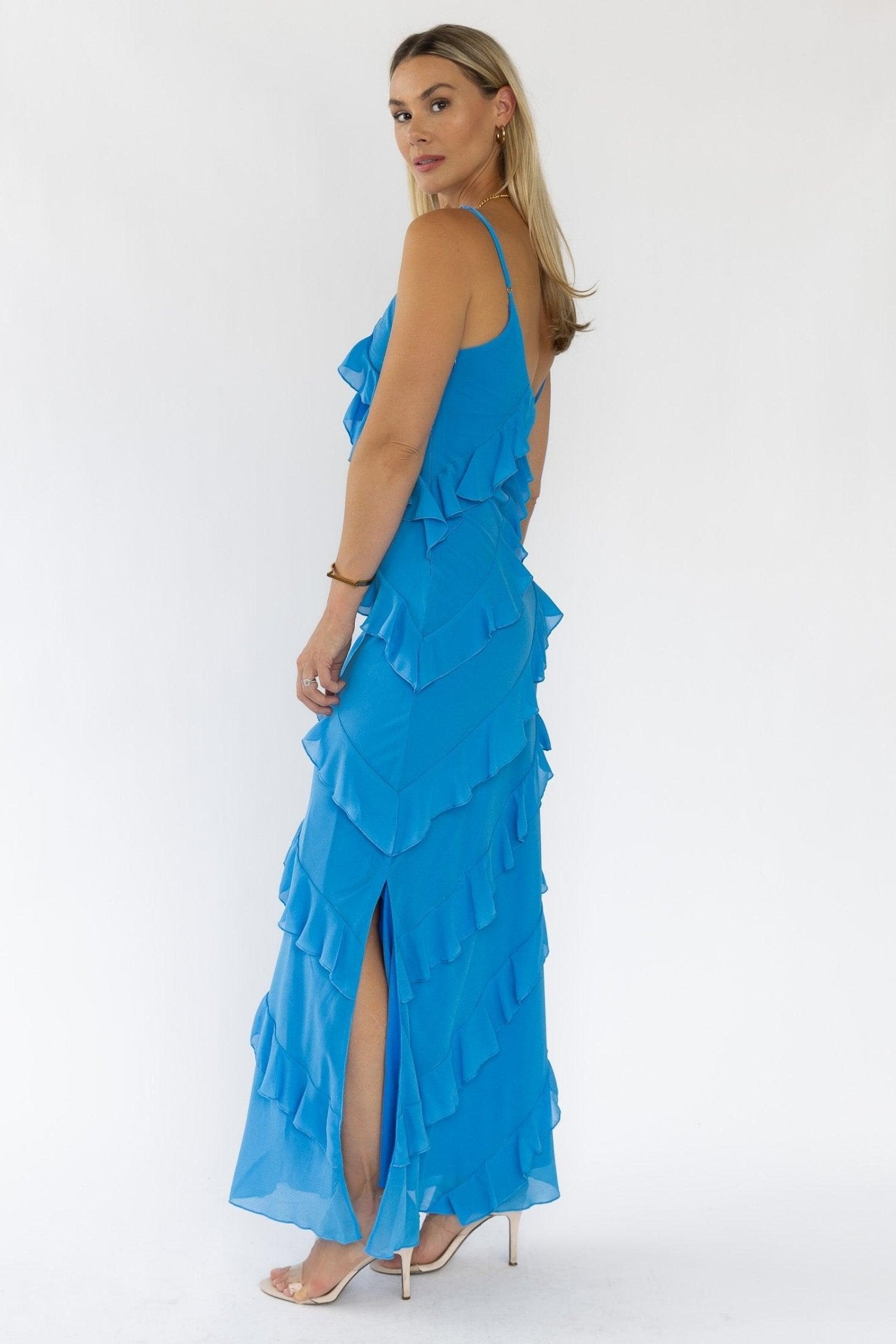 Caelyn Blue Tiered Maxi Dress - Trendy Women's Summer Fashion JO+CO Caelyn Blue Tiered Maxi Dress - Trendy Women's Summer Fashion JO+CO