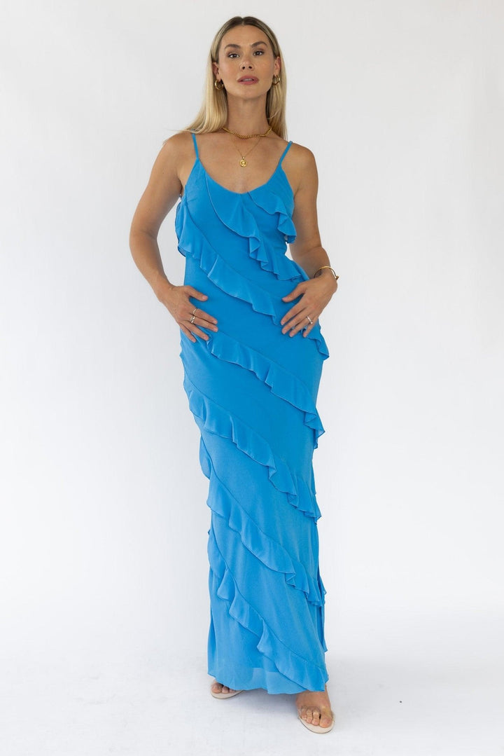 Caelyn Blue Tiered Maxi Dress - Final Sale - JO+CO
