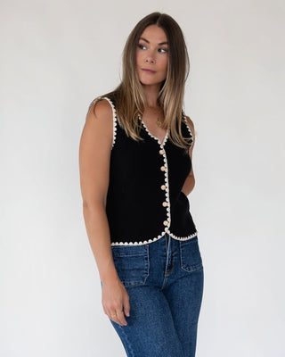Caroline Black Scallop Sweater Vest - Final Sale - JO+CO