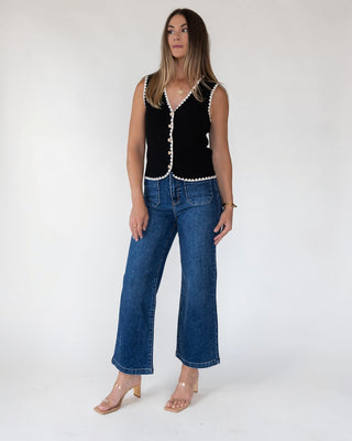Caroline Black Scallop Sweater Vest - Final Sale - JO+CO