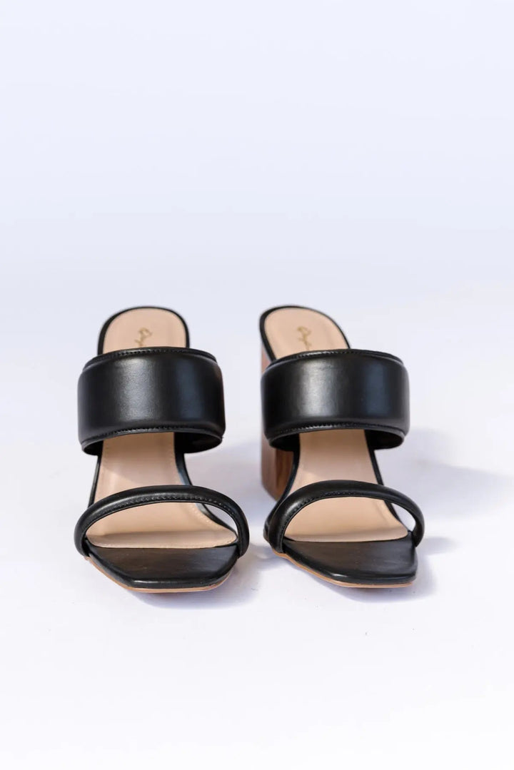 Chandler Black Block Heel Slide Sandals - FINAL SALE - JO+CO
