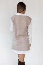 Christen Beige Mixed Media Shirt Dress - JO+CO