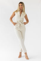 Corrine Natural Washed Jumpsuit - Final Sale - JO+CO