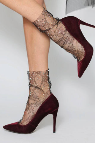 Crystal Lace Socks - Black - JO+CO