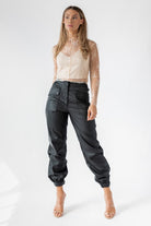 Dane Black Coated Cargo Pants - Final Sale - JO+CO