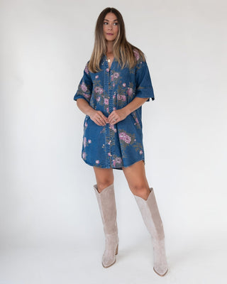 Daphne Floral Denim Dress - JO+CO