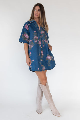 Daphne Floral Denim Dress - JO+CO