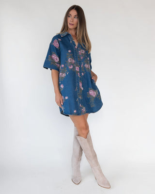 Daphne Floral Denim Dress - JO+CO