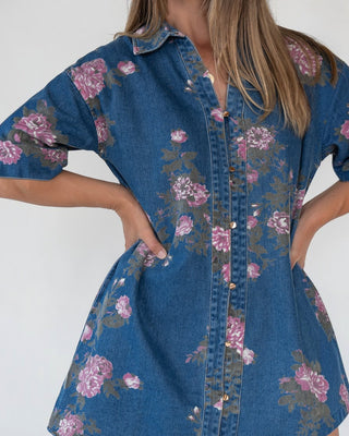 Daphne Floral Denim Dress - JO+CO