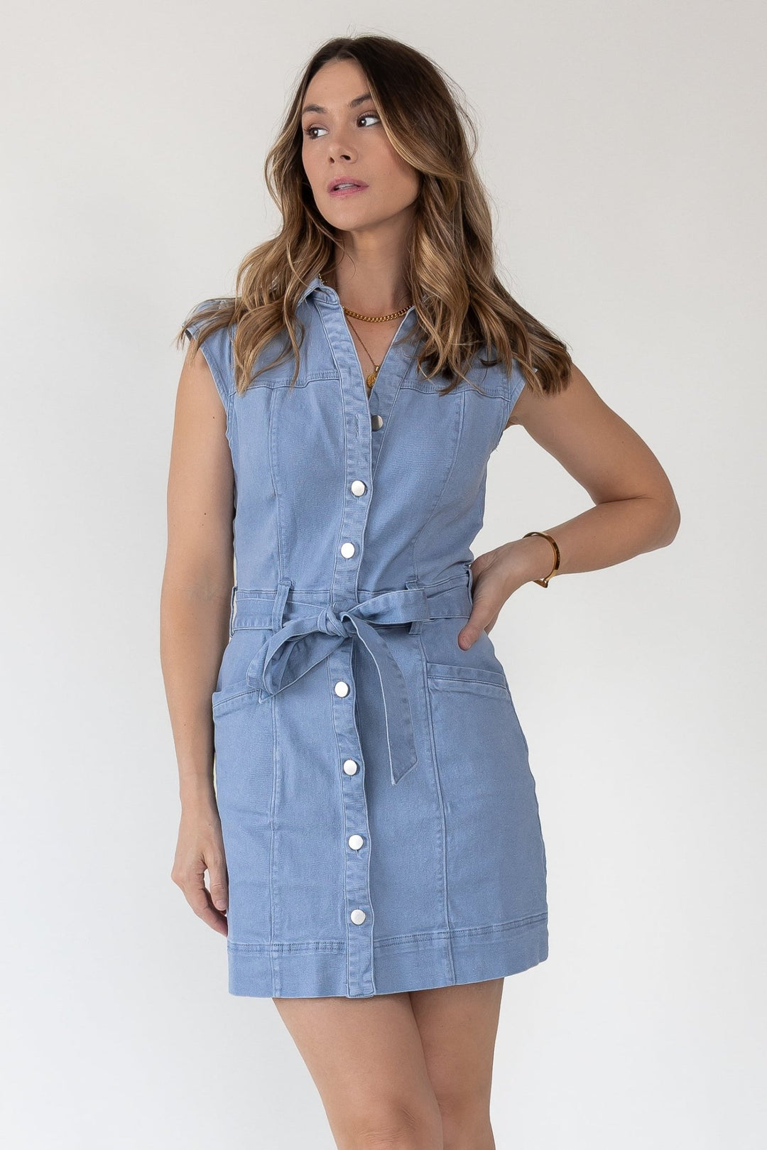 Delaney Button - Up Belted Mini Dress - Final Sale - JO+CO