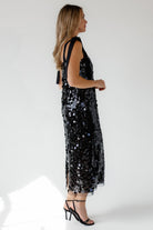 Della Black Sequin Embellish Midi Dress - Final Sale - JO+CO