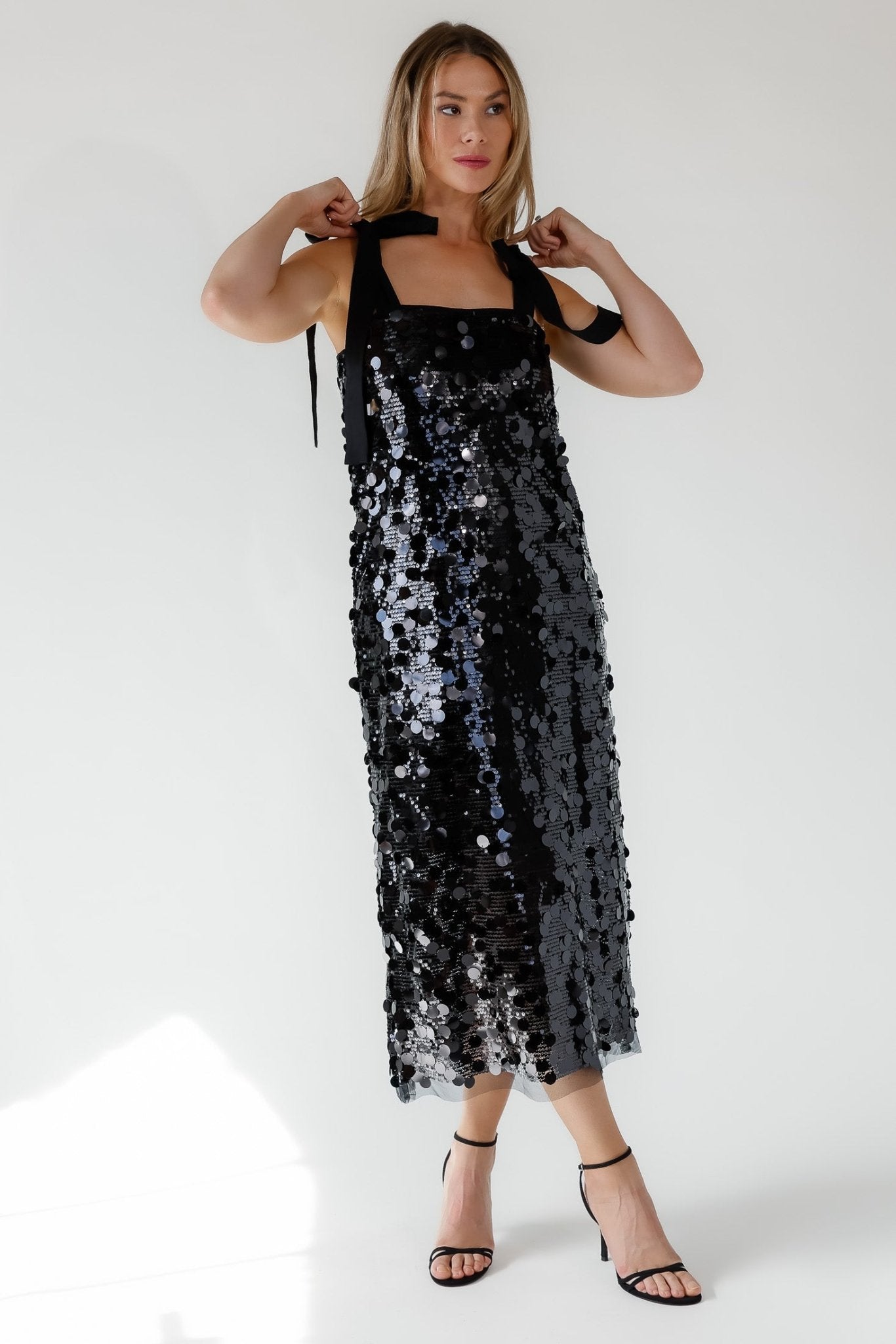 Della Black Sequin Midi Dress JO+CO Della Black Sequin Midi Dress JO+CO
