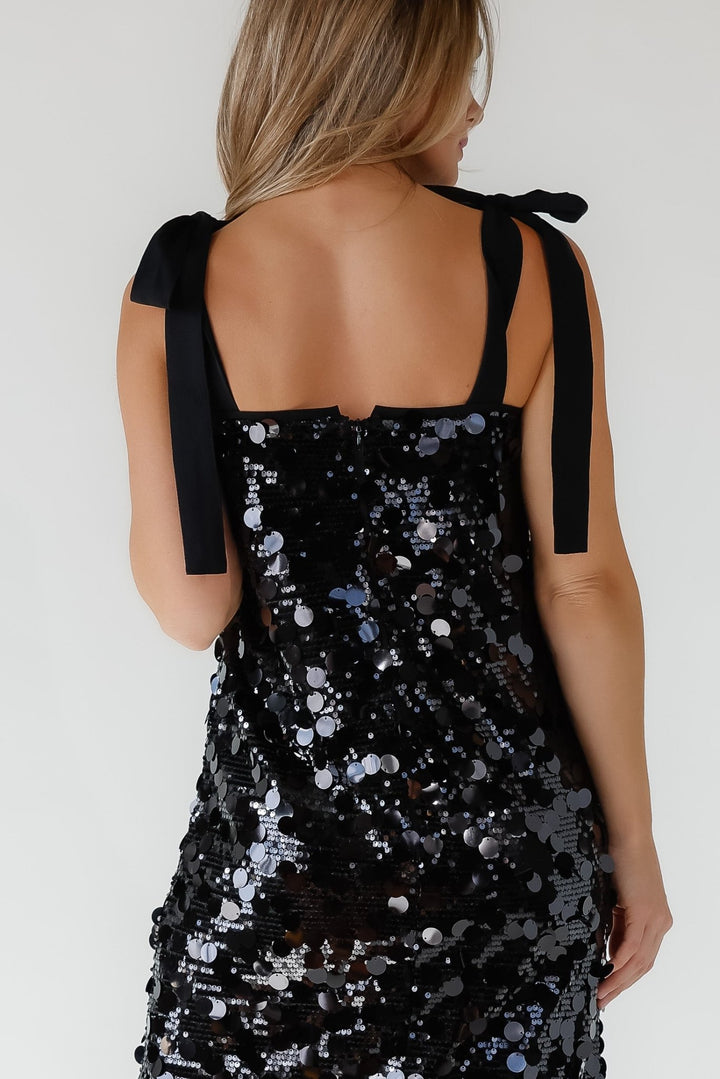 Della Black Sequin Embellish Midi Dress - Final Sale - JO+CO