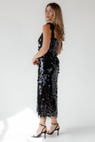 Della Black Sequin Embellish Midi Dress - Final Sale - JO+CO
