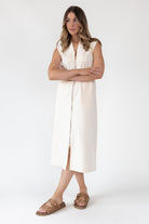 Elle Cream Knit Zip Midi Dress - Final Sale - JO+CO