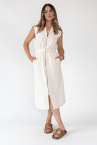 Elle Cream Knit Zip Midi Dress - Final Sale - JO+CO