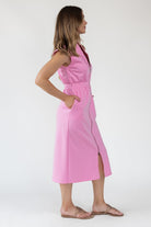 Elle Pink Knit Zip Midi Dress - Final Sale - JO+CO