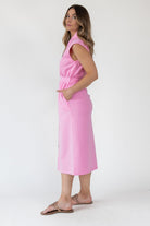 Elle Pink Knit Zip Midi Dress - Final Sale - JO+CO