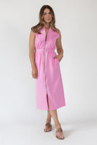 Elle Pink Knit Zip Midi Dress - Final Sale - JO+CO
