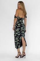 Elodie Black Floral Ruched Midi Dress - Final Sale - JO+CO
