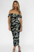 Elodie Black Floral Ruched Midi Dress - Final Sale - JO+CO