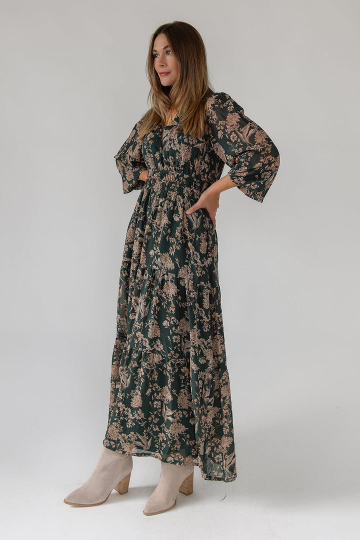 Ember Green Floral Maxi Dress - JO+CO