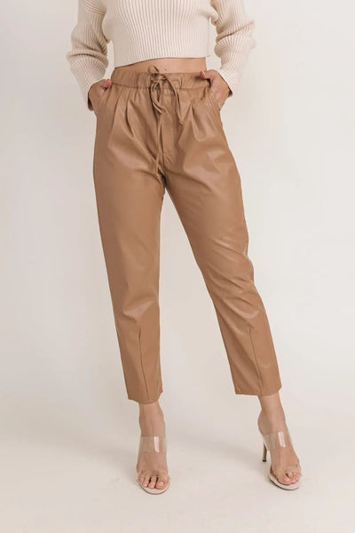 Evelyn Tan Faux Leather Joggers Chic Women s Joggers JO CO